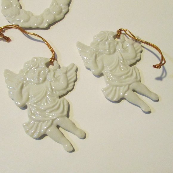 lot of 13 vintage white ornaments Santa Snowman Christmas Tree  Wreath Angel - Picture 7 of 8